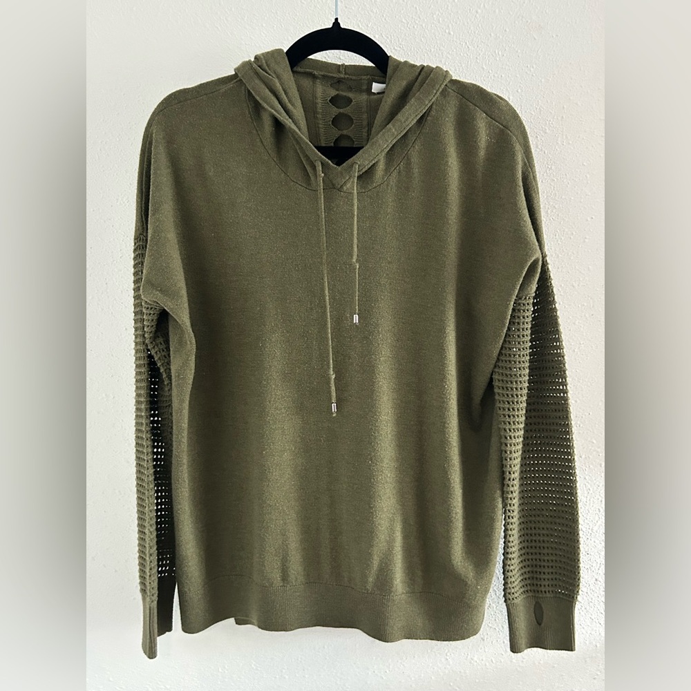 Olive Green Hooded Knit Sweatshirt